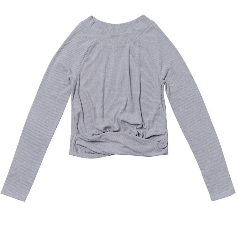 Epic Threads Girls Twist Front Top Large Gray New with Tags Long Sleeve Ribbed